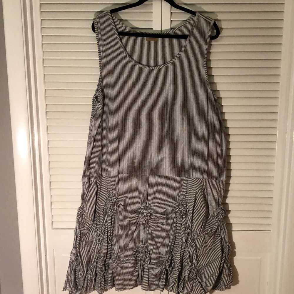 Tulip b&w cotton ticking dress or large tunic